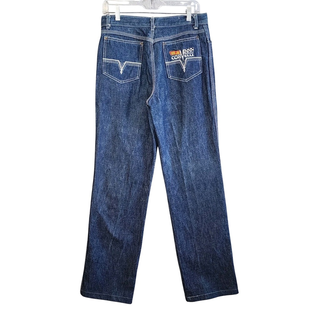 Corvette Racing Jeans Junior Size 12 Dark Blue Vintage Straight Leg High Rise